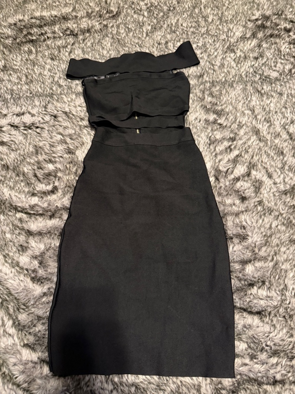 bebe Black Two-Piece Off-Shoulder Mini Dress
